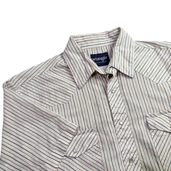 Wrangler Pearl Snap Lightweight Striped Short Sleeve Shirt Sz L (Faded Tag) - Picture 1 of 12